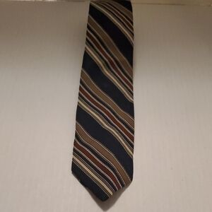 Vintage Sears Classic Collection Tie in Navy and Brown Stripes